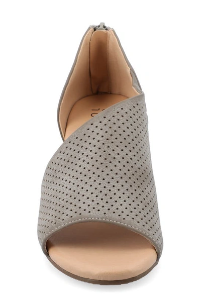 Journee Collection Aretha Perforated Wedge Sandal In Gray