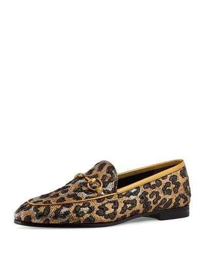 Gucci New Jordaan Leopard-jacquard Loafers
