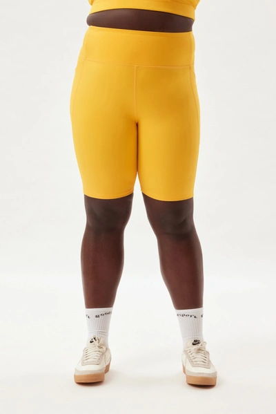 Girlfriend Collective High-rise Compression Bike Shorts In Gold,yellow