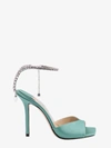 Jimmy Choo Satin Sandals With Rhinestone Detail In Green