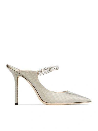 Jimmy Choo White Bing 100 Leather Mules In Nude & Neutrals