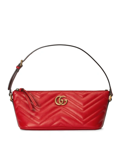 Gucci Small Gg Marmont Shoulder Bag In Red