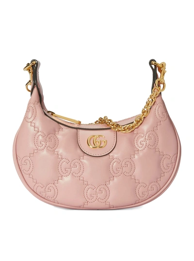 Gucci Pink Leather Matelasse Handbag In Pink & Purple