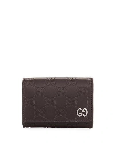 Gucci Signature Leather Card Case In Brown