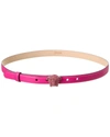 Versace Crystal Embellished Medusa Leather Skinny Belt In Pink