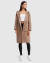 Belle & Bloom Walk This Way Wool Blend Oversized Coat In Brown