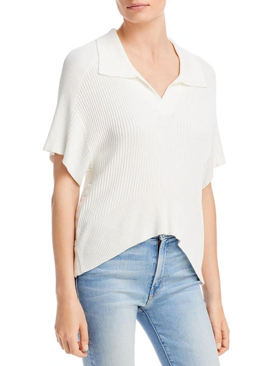 Rag & Bone Dakota Ss Womens Collar V-neck Sweater In White