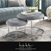 Nicole Miller Carlotta Upholstered Nesting Ottoman Set With Metal Frame In Grey