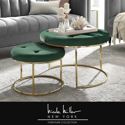 Nicole Miller Keanu Cocktail Ottoman In Green