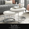 Nicole Miller Carlotta Upholstered Nesting Ottoman Set With Metal Frame In White