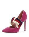 Gucci Velvet Pump With Removable Sylvie Bow In Pink