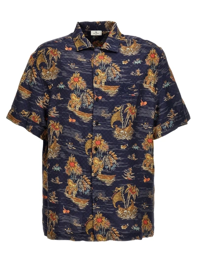 Etro Embroidered Logo Print Shirt Shirt, Blouse Multicolor In Multicolour