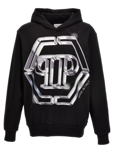 Philipp Plein Logo-print Cotton Hoodie In Negro