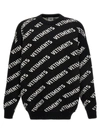 VETEMENTS MONOGRAM SWEATER SWEATER, CARDIGANS WHITE/BLACK