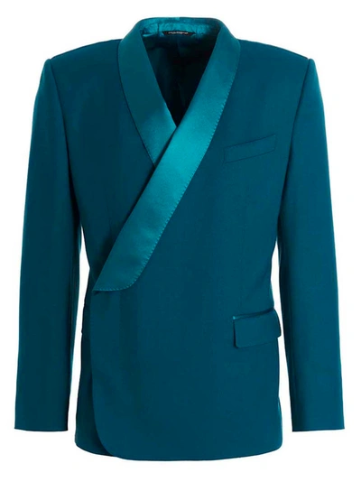 Dolce & Gabbana Contrast Shawl-lapels Blazer In Blue