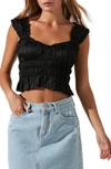 Astr Rosita Shirred Crop Top In Black