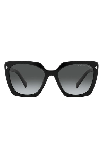 Prada 55mm Gradient Polarized Square Sunglasses In Black Polarized