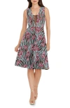 DRESS THE POPULATION MACIE FLORAL EMBROIDERY FIT & FLARE DRESS