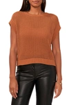 Halogen Open Stitch Cotton Crop Sweater Vest In Warm Latte