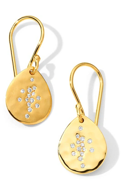 Ippolita 18k Yellow Gold Stardust Crinkle Diamond Teardrop Earrings