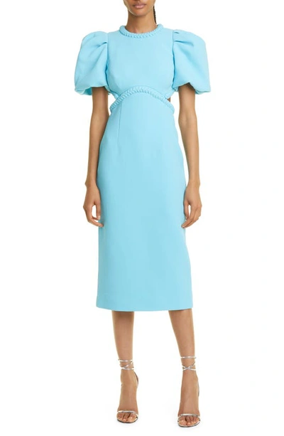 Rebecca Vallance Michelle Puff Sleeve Midi Dress In Sky Blue