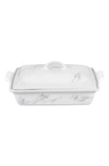 LE CREUSET 4-QUART RECTANGULAR STONEWARE CASSEROLE WITH LID