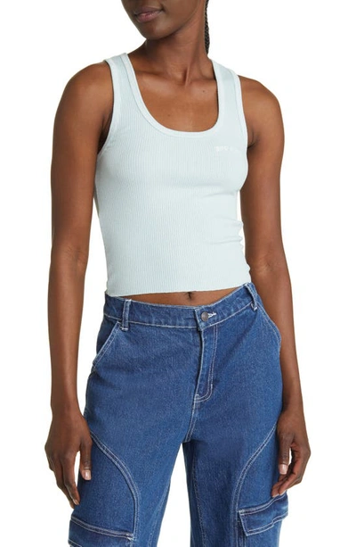 Bdg Urban Outfitters Contrast Stitch Scoop Neck Crop Tank Top In Sterling Blue