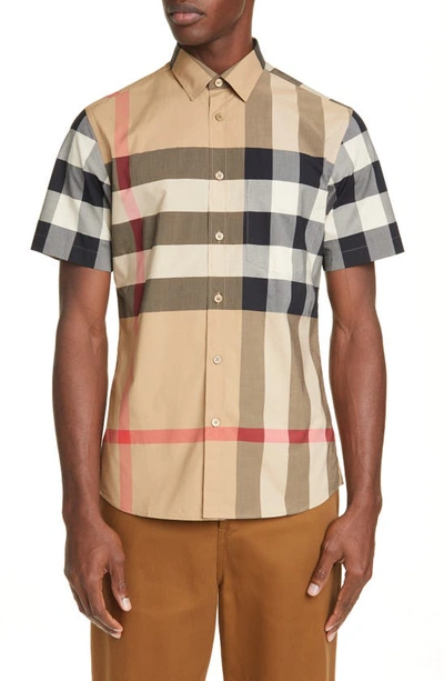 Burberry Beige Check Somerton Short Sleeve Shirt