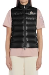 Moncler Womens Full Zipper Sleeveless Puffer Vest Jacket Shiny Black In Black