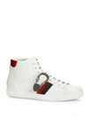 GUCCI NEW ACE BELT LEATHER HIGH-TOP SNEAKERS
