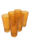 ESTELLE COLORED GLASS SUNDAY SET OF 6 HIGHBALL GLASSES