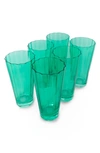 ESTELLE COLORED GLASS ESTELLE COLORED GLASS SUNDAY SET OF 6 HIGHBALL GLASSES