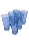 ESTELLE COLORED GLASS ESTELLE COLORED GLASS SUNDAY SET OF 6 HIGHBALL GLASSES