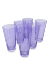 ESTELLE COLORED GLASS ESTELLE COLORED GLASS SUNDAY SET OF 6 HIGHBALL GLASSES