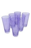 ESTELLE COLORED GLASS SUNDAY SET OF 6 HIGHBALL GLASSES