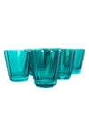 ESTELLE COLORED GLASS SUNDAY SET OF 6 LOWBALL GLASSES