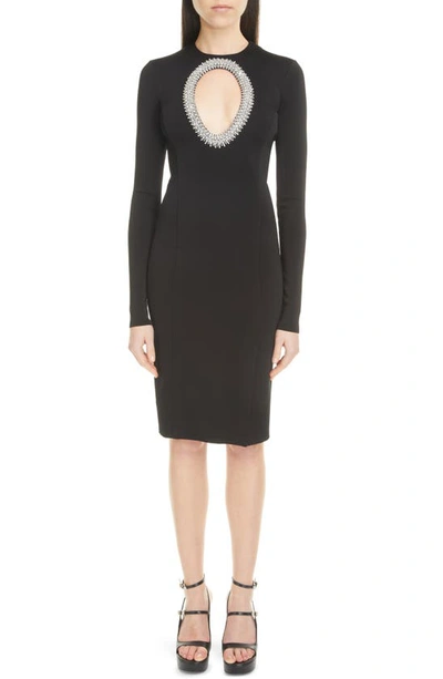 Givenchy Evening Dress In Knit With Pearls And Crystals In Black
