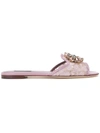 Dolce & Gabbana Rainbow Lace Brooch-detail Sandals In Pink