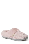 DEARFOAMS CLAIRE FAUX FUR TRIMMED MARLED CHENILLE KNIT CLOG