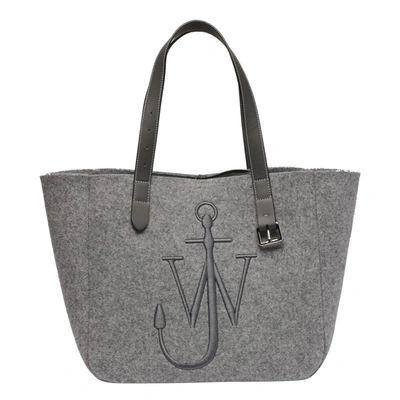 Jw Anderson Embroidered Belt Tote Bag In Grey