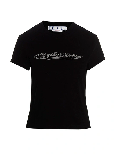 Off-white Bling Logo-print Short-sleeve T-shirt In Black