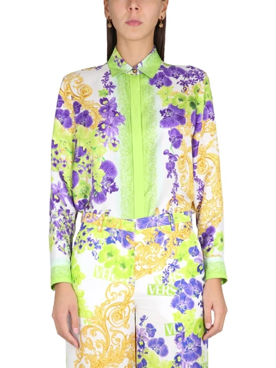 Versace Baroque Print Shirt In Green
