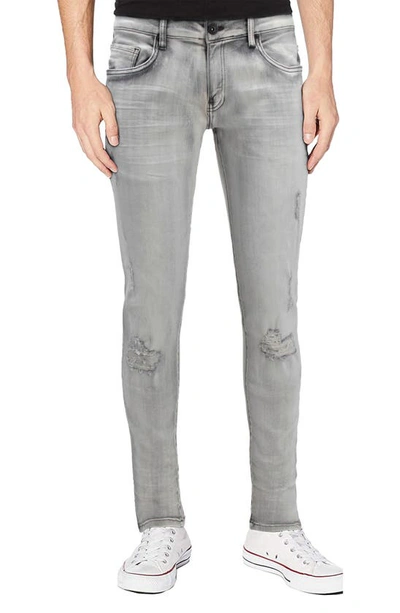 X-ray Men's Stretch Distressed Skinny Jeans In Light Grey
