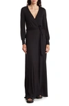 GO COUTURE GO COUTURE LONG SLEEVE MAXI WRAP DRESS