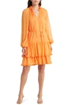 Kobi Halperin Sophia Tiered Long Sleeve Dress In Musk Melon