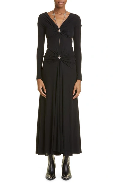 Rabanne Embellished Cutout Stretch-jersey Maxi Dress In Black