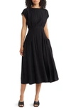 Nordstrom Pleated A-line Dress In Black