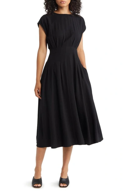 Nordstrom Pleated A-line Dress In Black