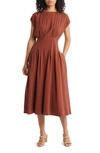 Nordstrom Pleated A-line Dress In Rust Henna