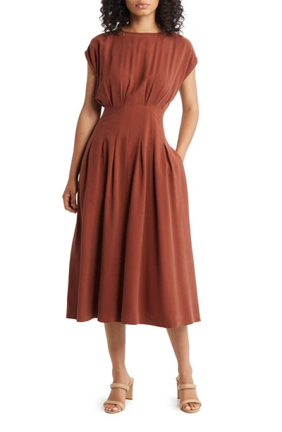 Nordstrom Pleated A-line Dress In Rust Henna